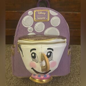 Loungefly Disney Beauty and the Beast Chip Figural Pocket Corduroy Backpack- NWT